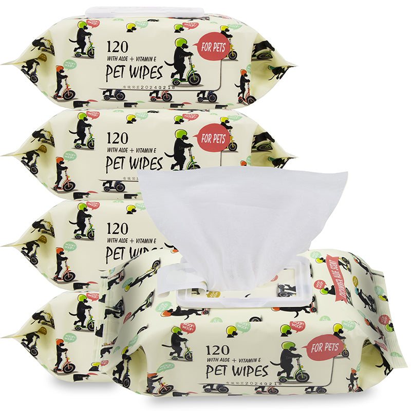 AST Pet Wipes with Aloe & Vitamin E – 120 Sheets (Cucumber Aloe Scent)