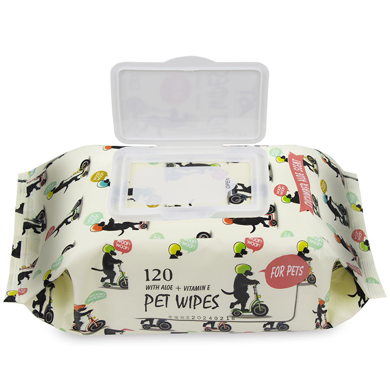AST Pet Wipes with Aloe & Vitamin E – 120 Sheets (Cucumber Aloe Scent)