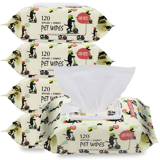 AST Pet Wipes with Aloe & Vitamin E – 120 Sheets (Cucumber Aloe Scent)